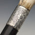 1890 British Antique Men's Cane L-shaped Antler Handle Sterling Silver Decoration Black Shaft 91cm